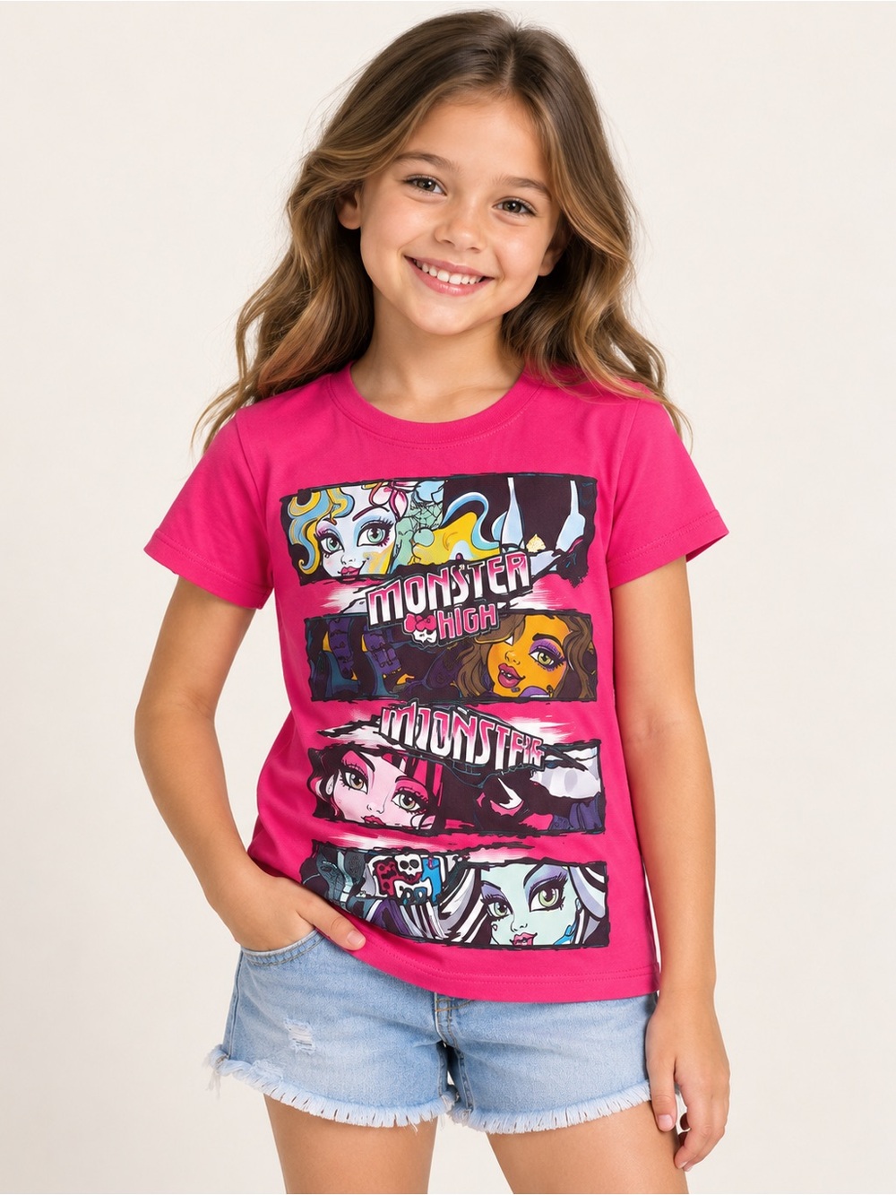 monster high Hot Pink Graphic Short Sleeve Tee -aize 7/8 kids